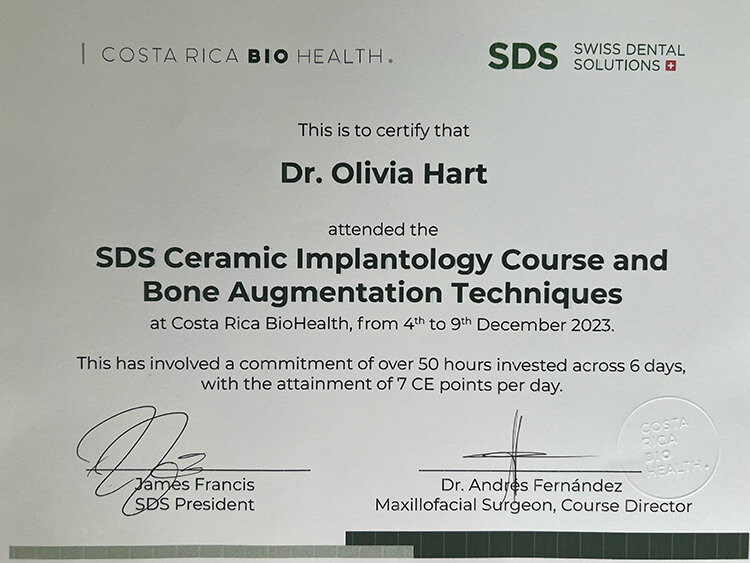 Bone Augmentation and Ceramic Implantology hands-on course Certificate